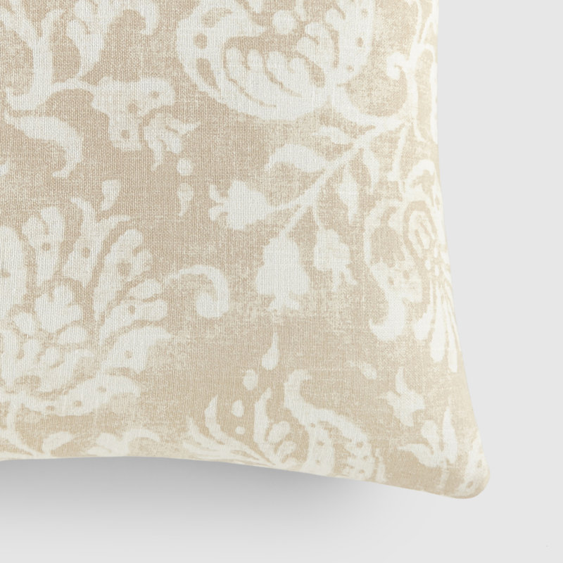 Elegant Patterns Cotton Decor Throw Pillow in Distressed Floral, Beige