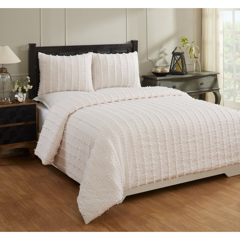 Ensemble d'édredon 100% coton avec taie décorative Anglique, Pêche, Édredon double / grand + 2 taies décoratives sta