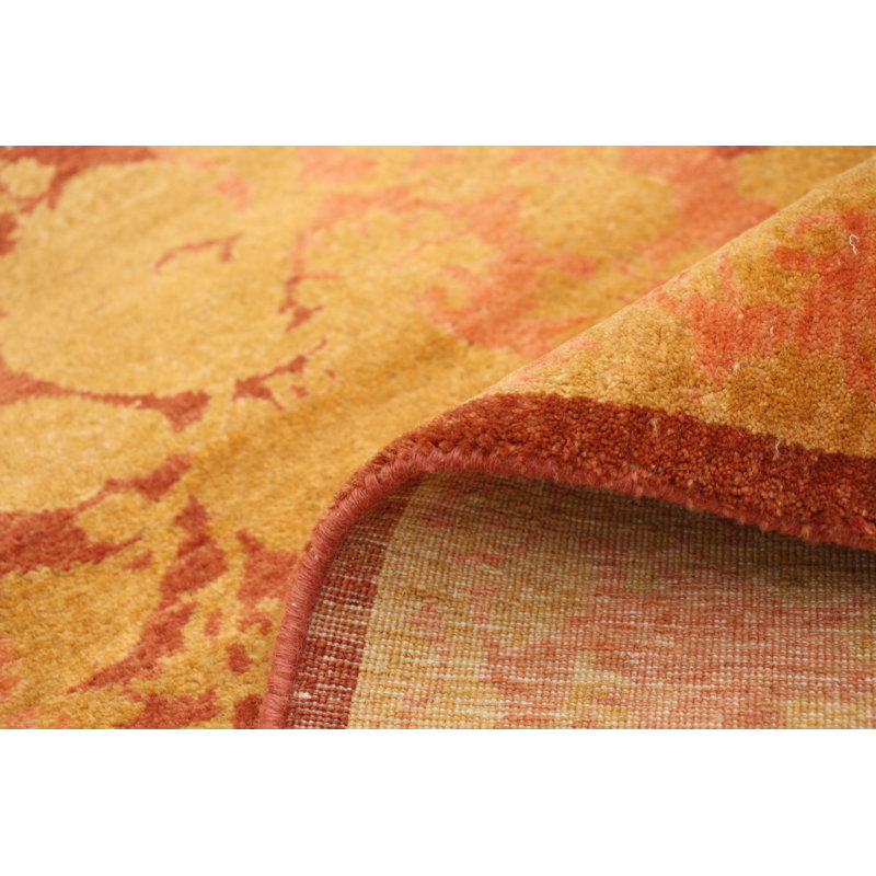 Tapis de couloir en laine noué à la main de conception unique noué à la main new age de style persan 18/20 orange 2 pi 7 po x 8 pi 2 po tapis décoratif