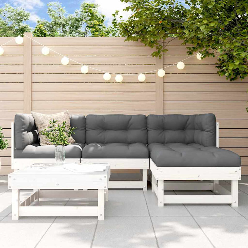 Ensemble de conversation avec coussins Stacee, Gris anthracite, Blanc, L 24 po x l 23,8 po x H 11,8 po