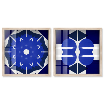 Geometry Studies Diptych Shadowbox Print Modern Wall Art Set by Art Remedy, Black Frame, 12 x 12