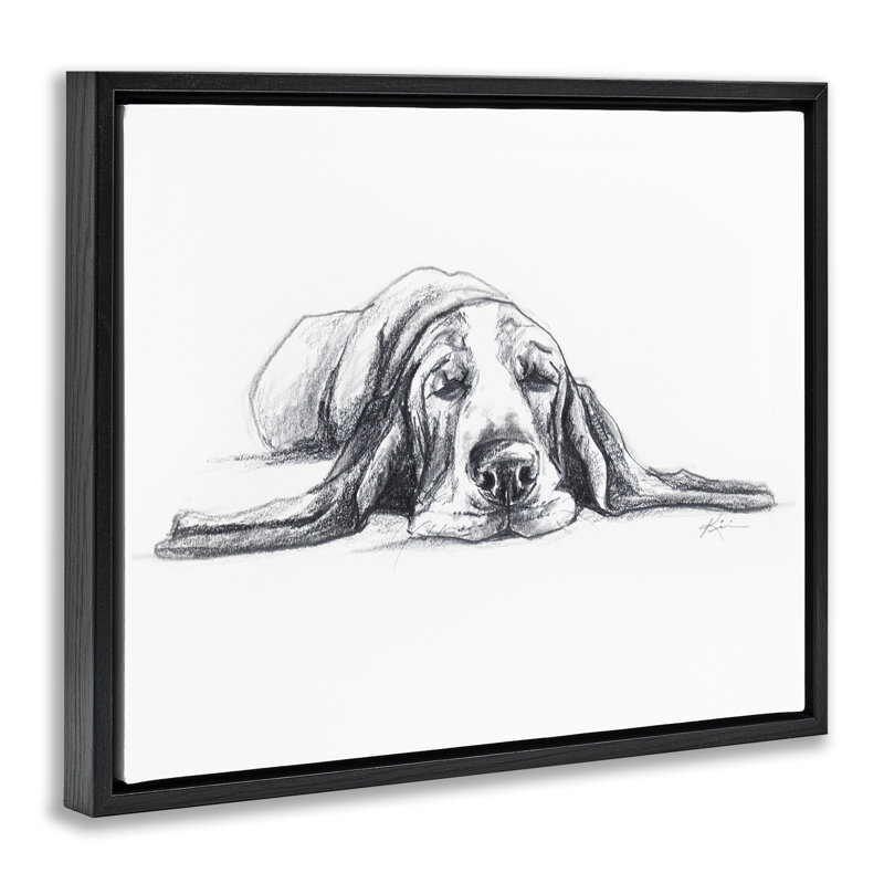  Art mural sur toile, "Bloodhound Pup Naptime" par Lindsay Kivi Fine Art, H 17 po x l 21 po, Cadre flottant noir de jais