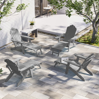 Weather Resistant Folding Adirondack Chair with Ottoman