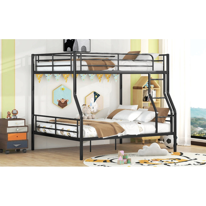 Full Xl Over Queen Metal Bunk Bed, Black