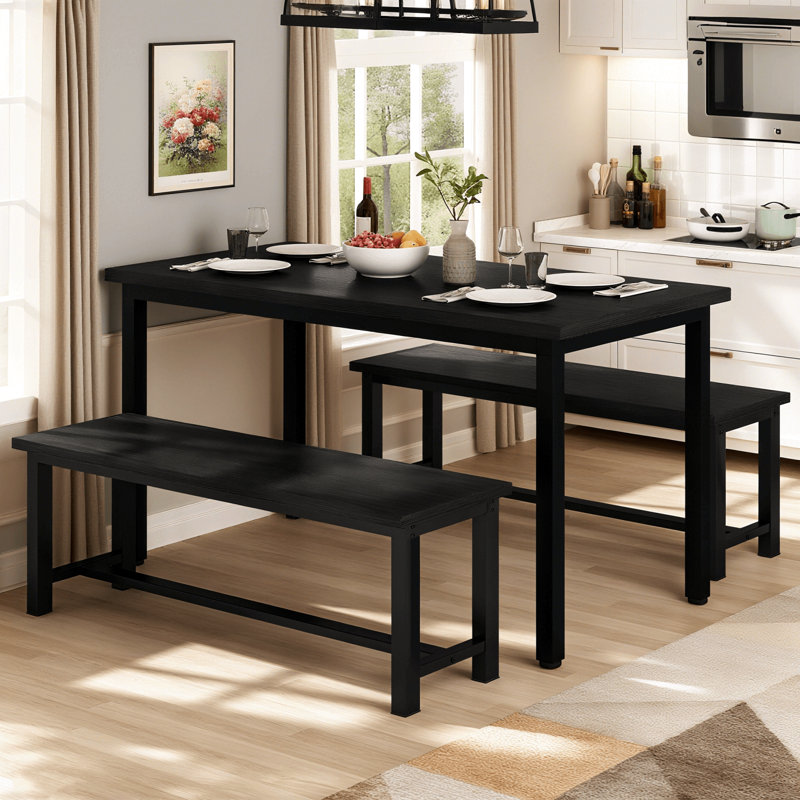 Dining Benches, Pair Of 2, 39" Kitchen Benches, Durable & Stable, Industrial Small Bench Kitchen Bench With Metal Legs For Dining Room, Kitchen, Entryway, Bedroom