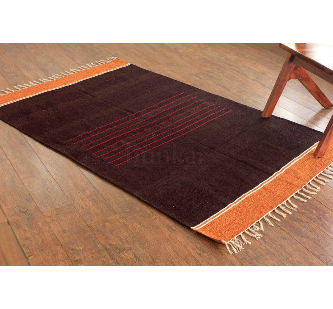 Donnay Handwoven Reversible Cotton Brown Rug