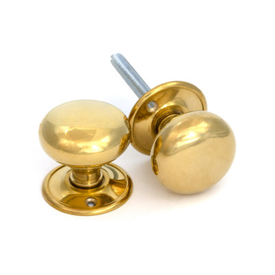 Polished Brass Mushroom Mortice/Rim Knob Set of 4