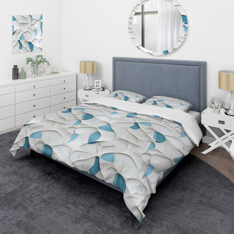 Ensemble de housse de couette géométrique Serene Structures I - Microfibre polyester