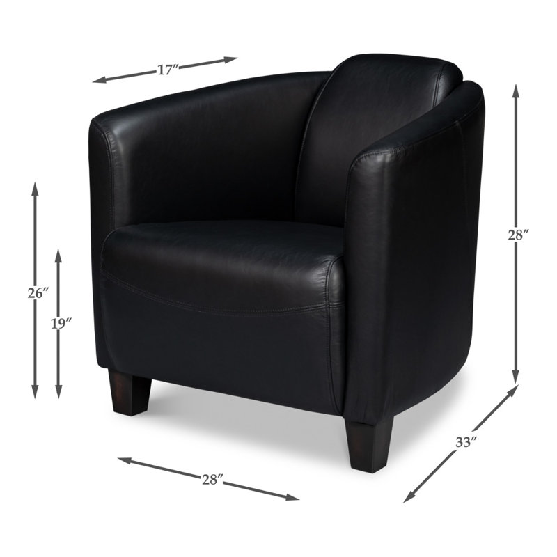 Mandy Armchair, Black Genuine Leather