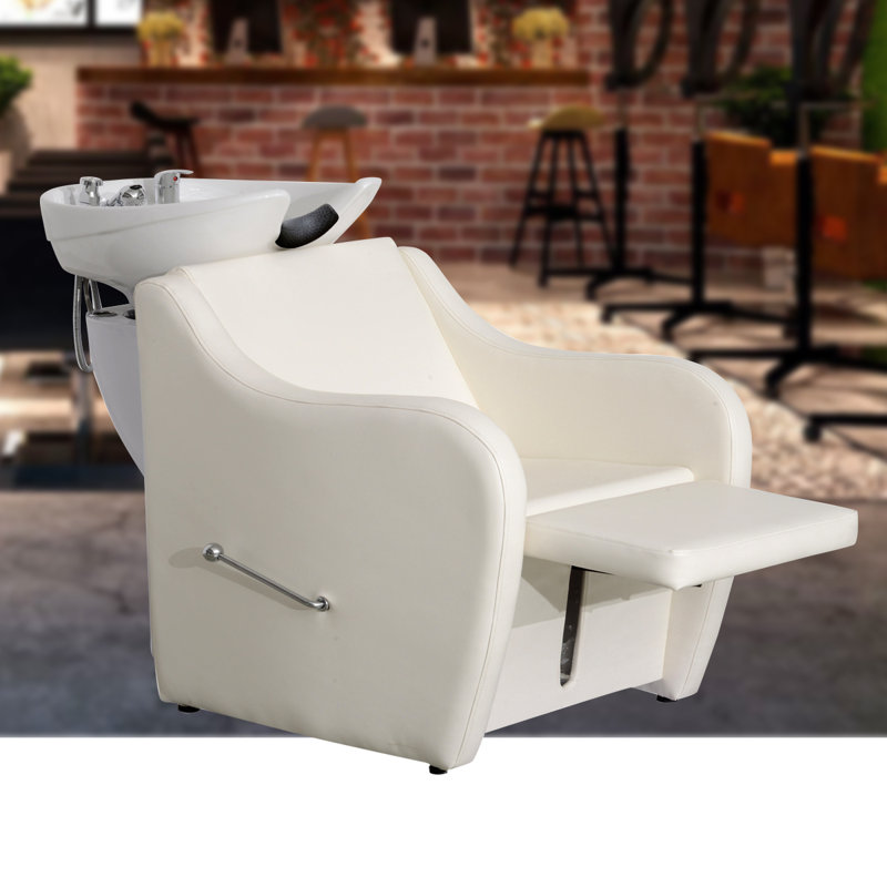 Fauteuil de lavabo en céramique, Similicuir blanc cassé