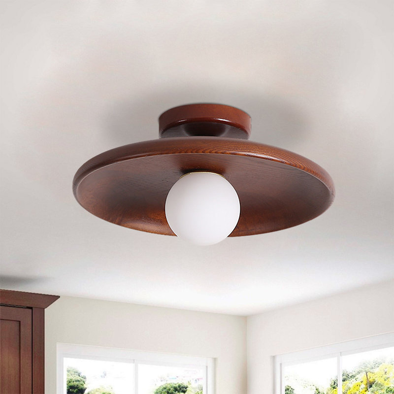 Luminaire en bois semi-encastré pour couloir de chambre à coucher, H 4,72 po x l 11,02 po x P 11,02 po