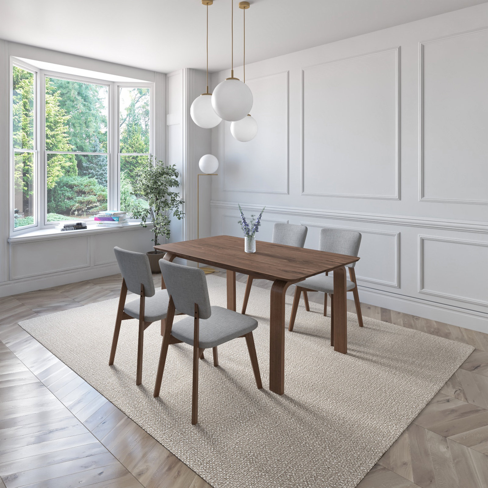 63" Walnut Dining Table, Brown