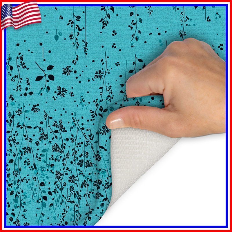 Tapis de bain floral, Simple - L 21 po x l 34 po, Motif floral bleu