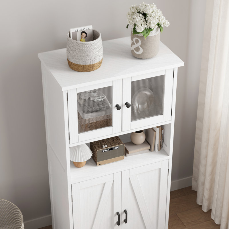 Armoire de rangement autoportante de 67 po de hauteur avec 4 portes et tablettes réglables, Chrome poli