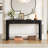 Rustic Console Table With Curved Corners For Safety, Entryway Table With 3 Concealed Drawers, Sturdy Sofa Table With Thick Legs For Hallway & Living Room-225166873