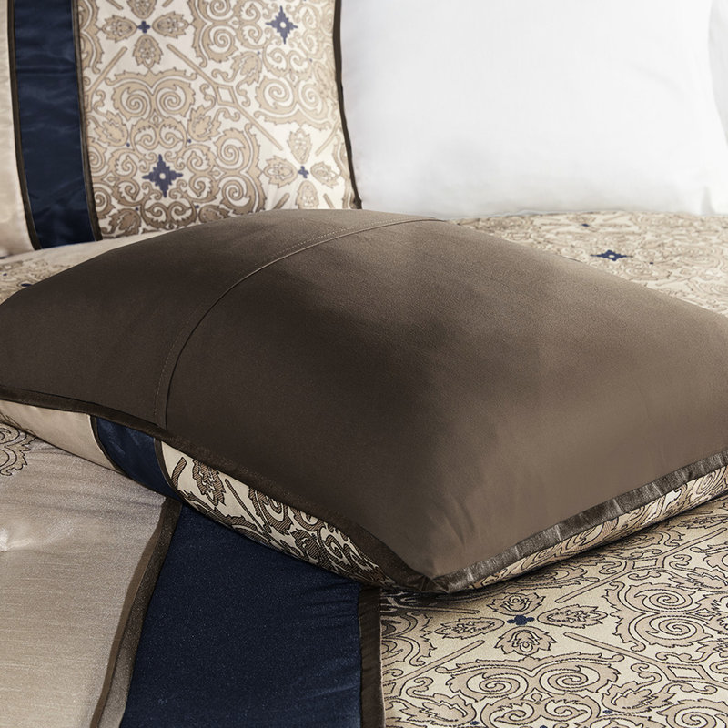 Bleu marine chambre à coucher - Très grand édredon 7 pièces avec lit et coussins essentiels, Marine