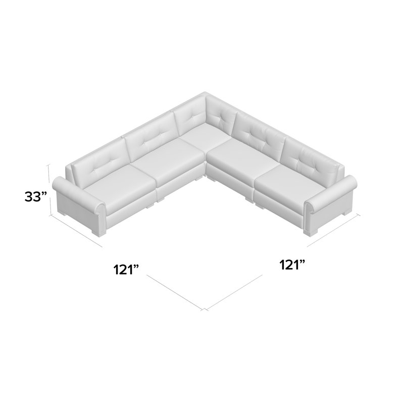 Canapé modulaire en coin de mosaïque 121 po Mosely, Revolution® blanc cassé