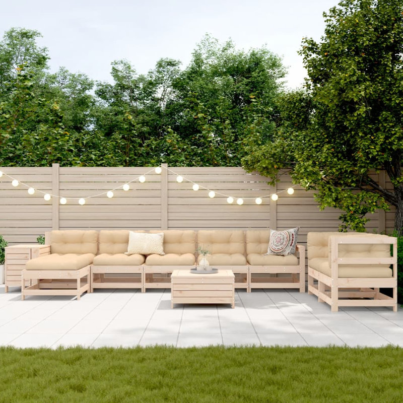 Wicker 9 - Person Garden Lounge Set, Natural Pine
