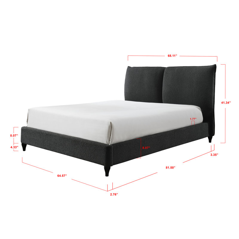 Ensemble de chambre avec lit tapissier Giulietta, Gris anthracite, Très grand