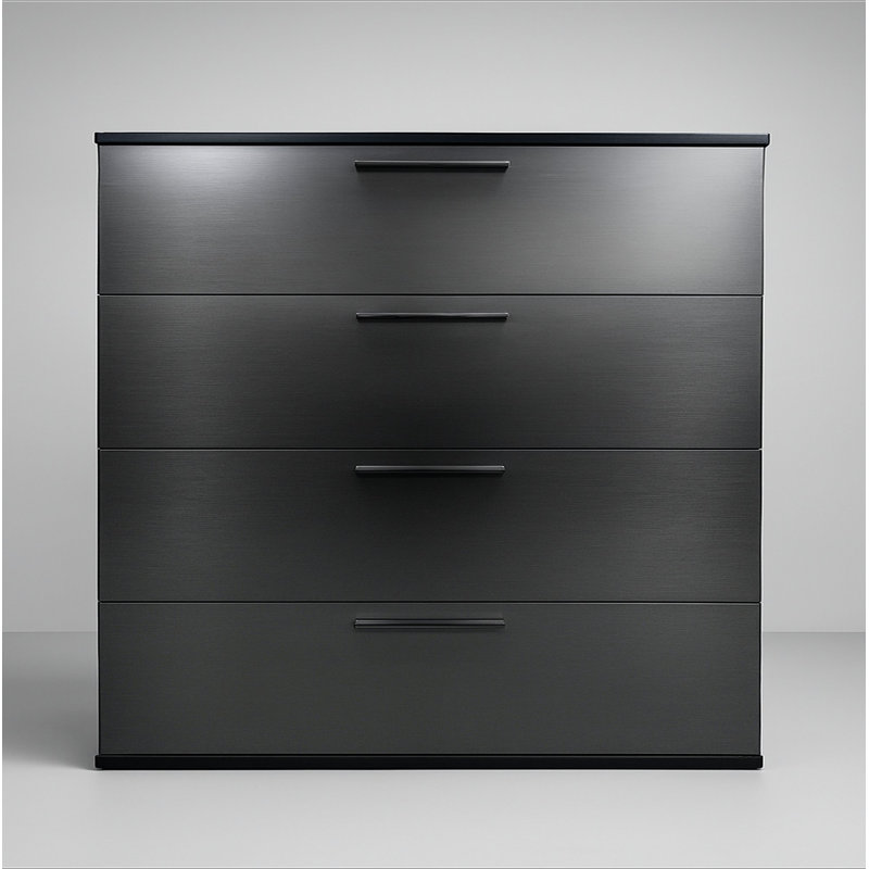 Commode géante à quatre tiroirs Bliss, Gris métallisé