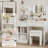 Vanity Mirror With Lights And Table Set With 3 Colour Lighting Brightness Adjustable,Dressing Table