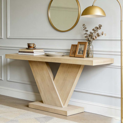 66" L Modern X-Leg Console Table with Solid Wood Veneer