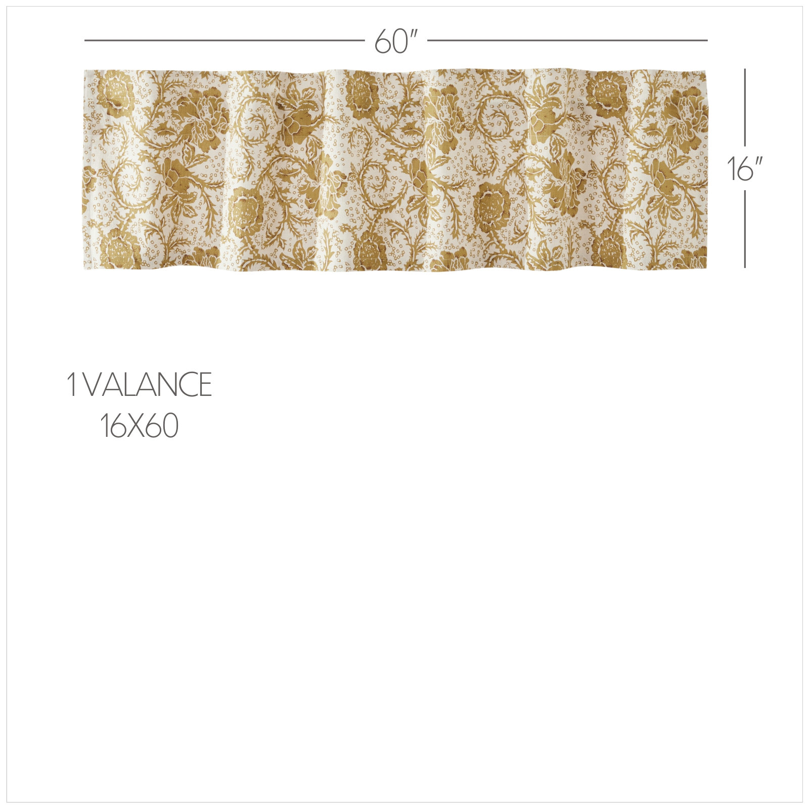Ayda Gold Floral Valance, 16" H x 60" W