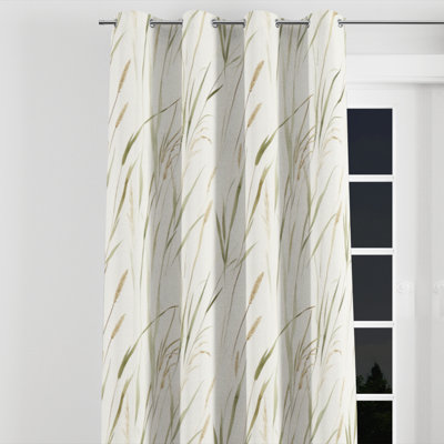 Floral Window curtains - Green Beach Grass Grommet Curtain - 1 Panel