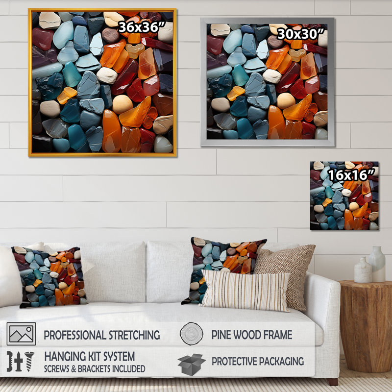«Angelite Spiritual Stones», impression sur toile encadrée, Cadre flottant doré, H 36 po x l 36 po x P 1,5 po