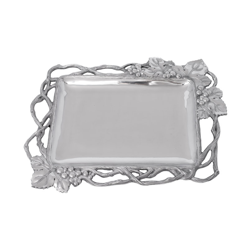 Arthur Court Silver Aluminum Grape Vine Rectangle Serving Tray