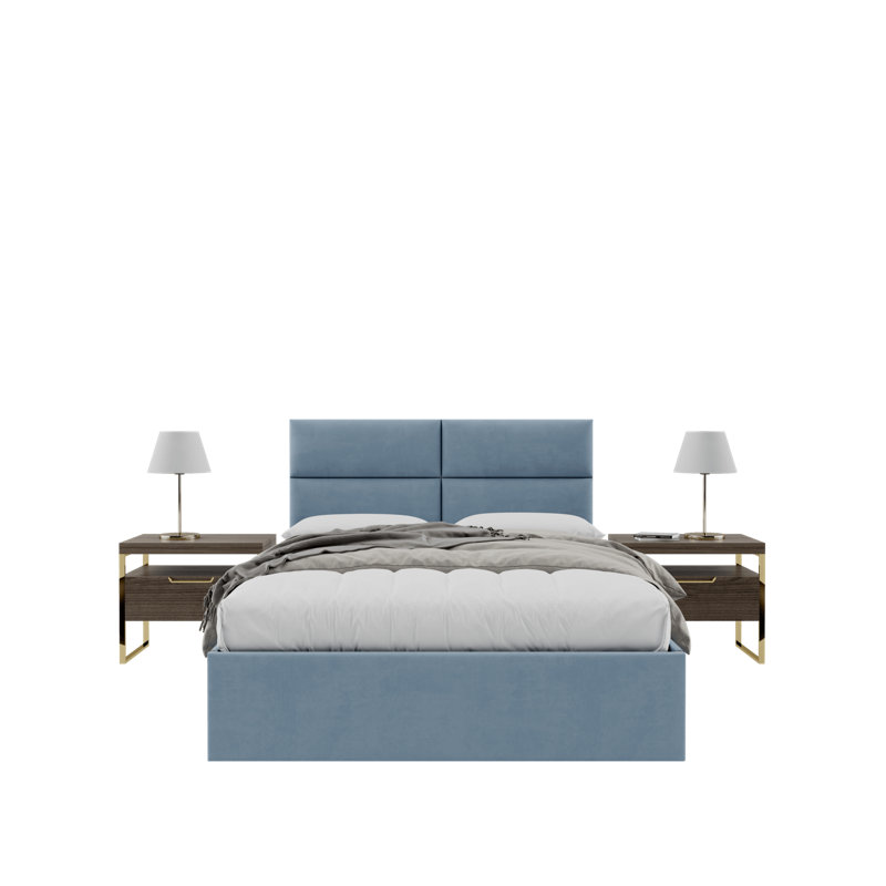 Sapan Upholstered Headboard, Queen, Micro Suede Ocean Blue