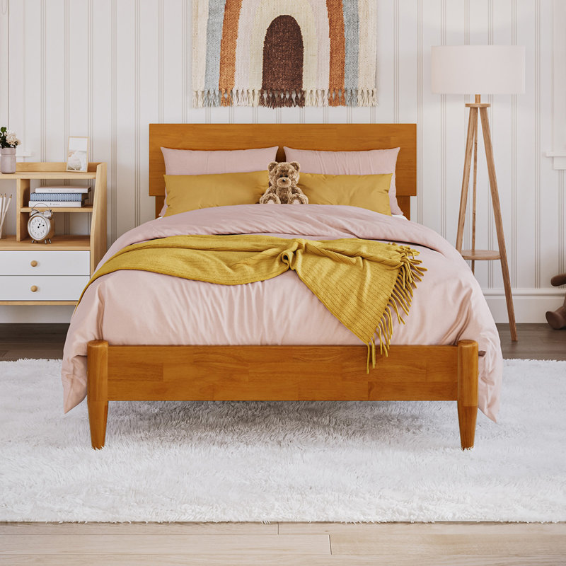 Lit à panneau en bois massif Amandaleigh, Simple, Caramel clair