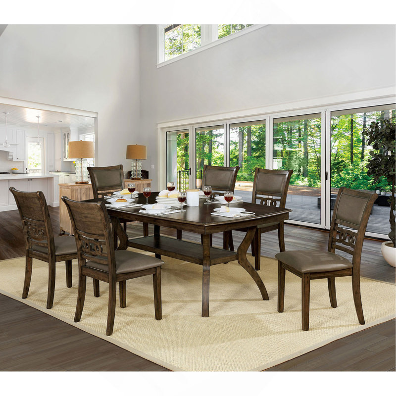 Table de salle à manger moderne moderne en noyer antique avec tablette inférieure ouverte 1pc