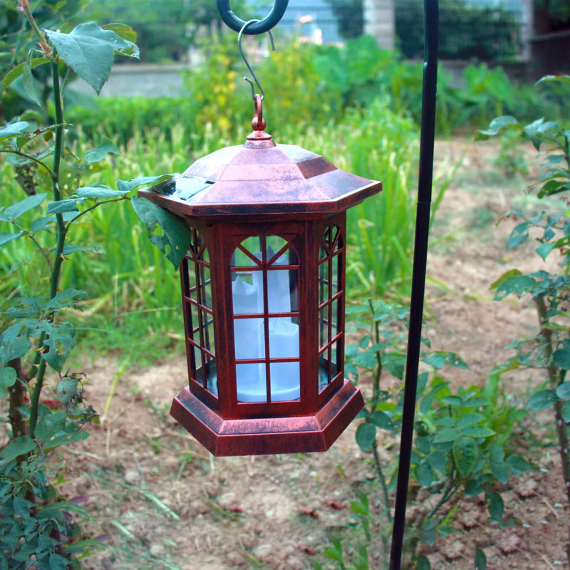 Black Solar Powered LED Flameless Garden Lantern