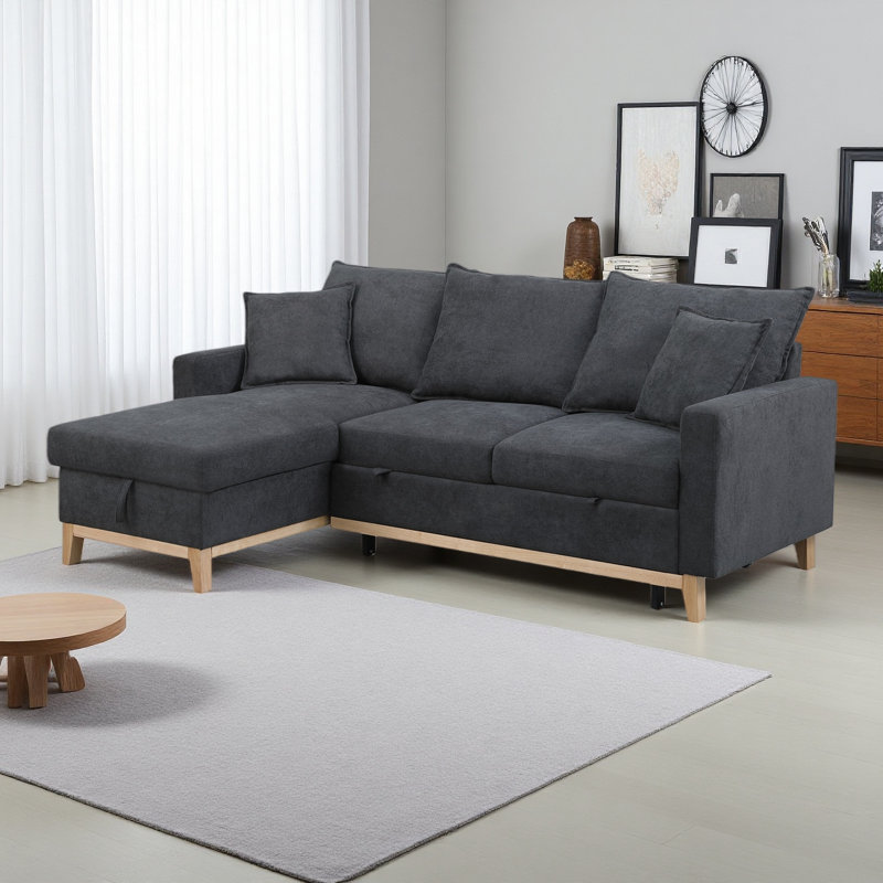 Canapé-lit modulaire réversible tissé 84,25 po avec méridienne de rangement
