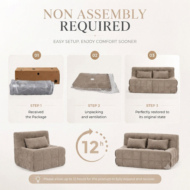 Canapé 63 po Cloud, 2 Seat, Brown