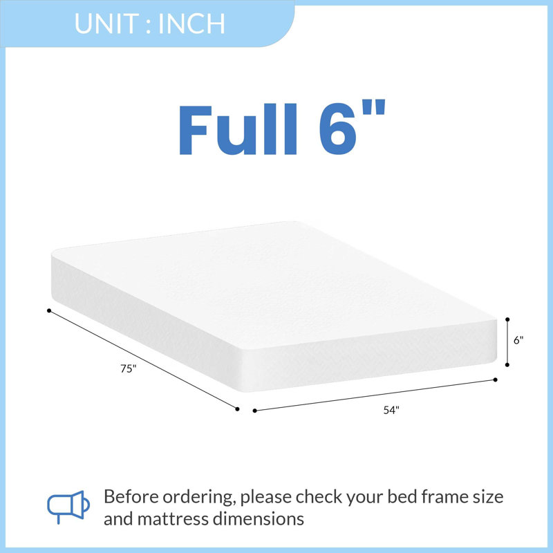 Matelas en mousse viscoélastique gélifiée 12 po, 6", Double