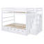 Lit superposé double au-dessus de double avec lit gigogne simple et escalier, cadre de lit blanc pour enfants et adolescents-117987563