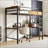 Twin Size Loft Bed with L Shaped Desk and Shelves, Charging Station, Led Lights, Safety Guard & Ladder, Space-Saving, No Noise, No Box Spring Needed, Brown Wood