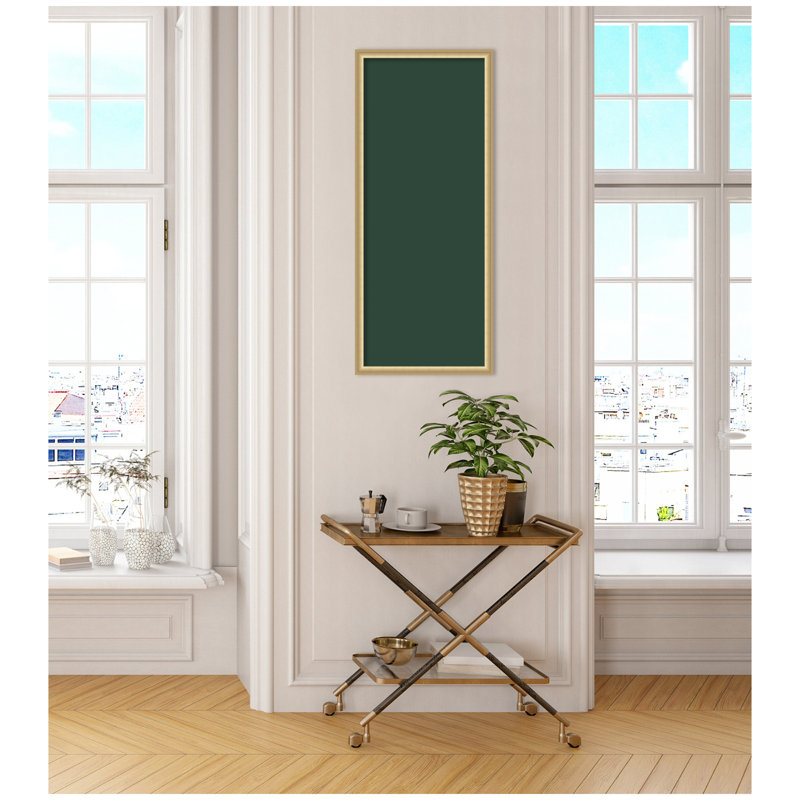 Tableau d'affichage en lin encadré en tissu, Vert foncé, H 42 po x l 18 po x P 1,25 po, Or de Florence