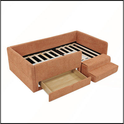 Twin Size Safe Cozy Multi-Functional Kids Bed with Guardrails and Storage