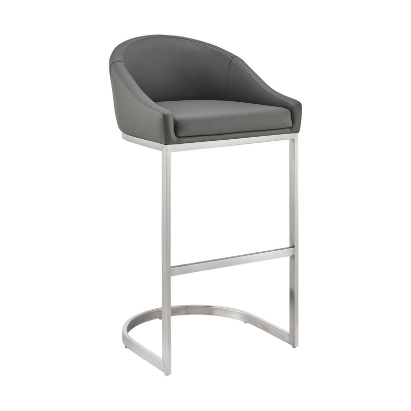 Tabouret de bar et de comptoir Lamaria, Tabouret de bar (siège d'une hauteur de 28 po), Gris / Argent