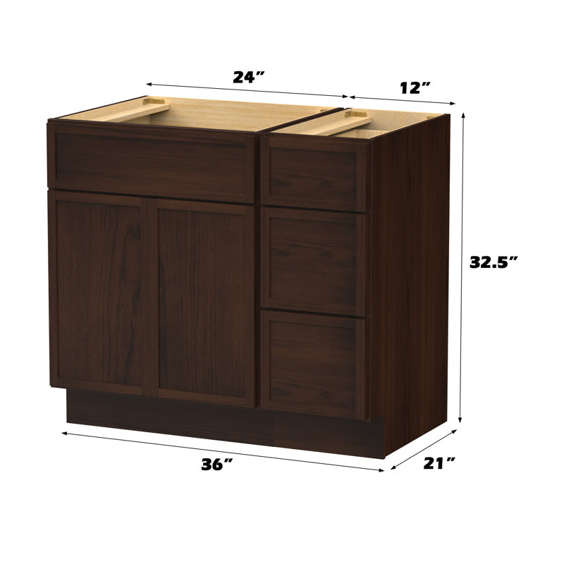 Base de meuble-lavabo simple 36 po seulement, Brun