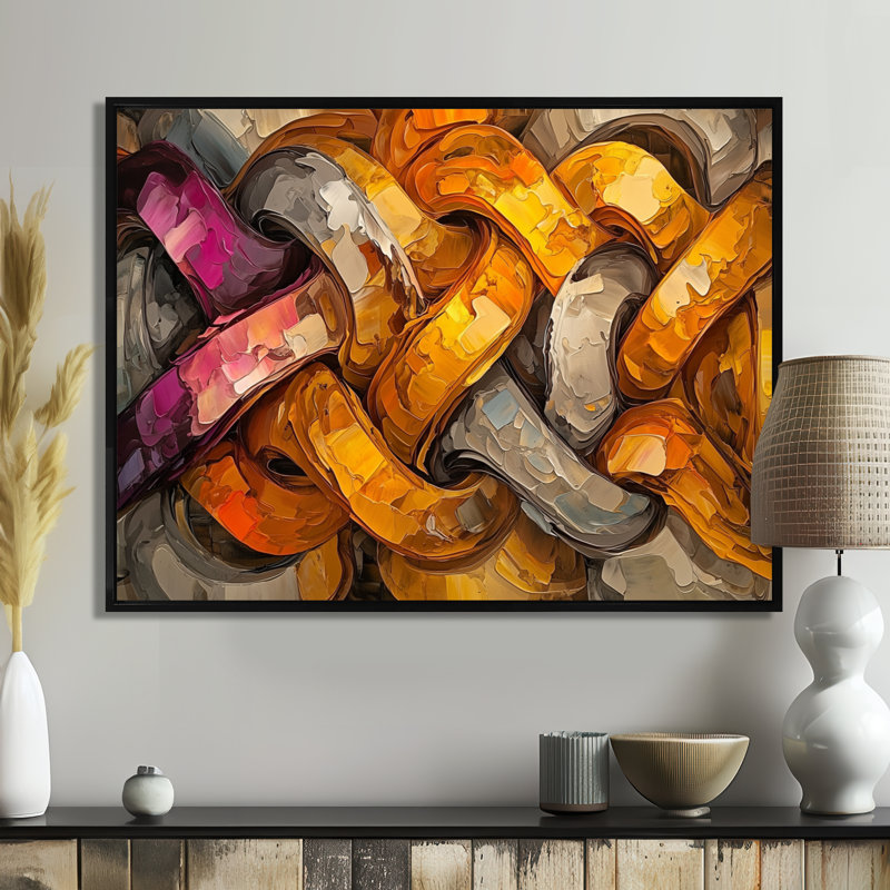 Livesay - Abstract Wall Art, Black, Floater Framed, 16" H x 32" W