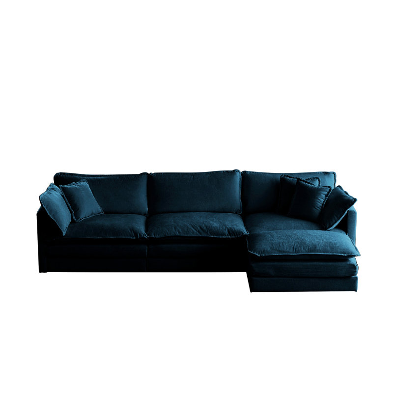 Canapé modulaire en chenille bleu réversible - rembourrage en éponge confortable et pratique