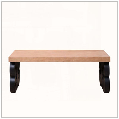 47" Rectangular Wood Scroll Base Coffee Table