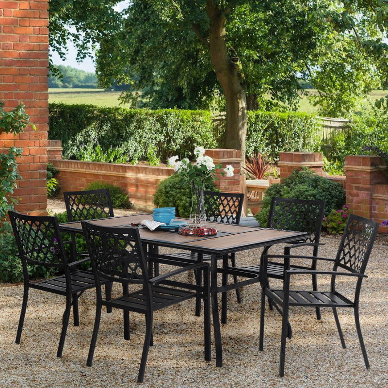 Leonard 6 - Person Patio Dining Set with Rectangular Table , Cushions Included