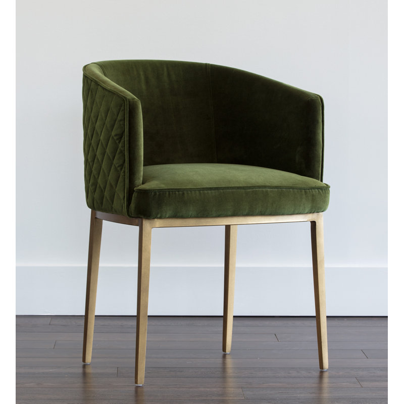 Margretha 19'' H Tufted Upholstered Metal Armchair - Grey, Gray