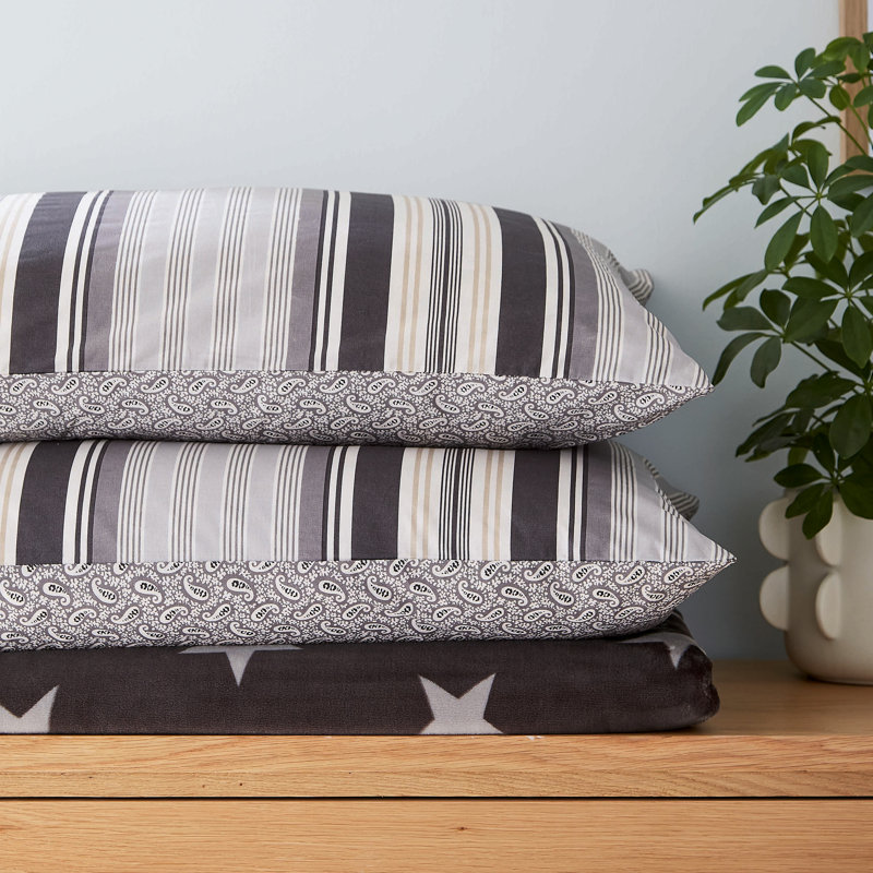 Beach House Stripe Cotton Duvet Cover Set, Super King Duvet Cover + 2 Standard Pillowcases