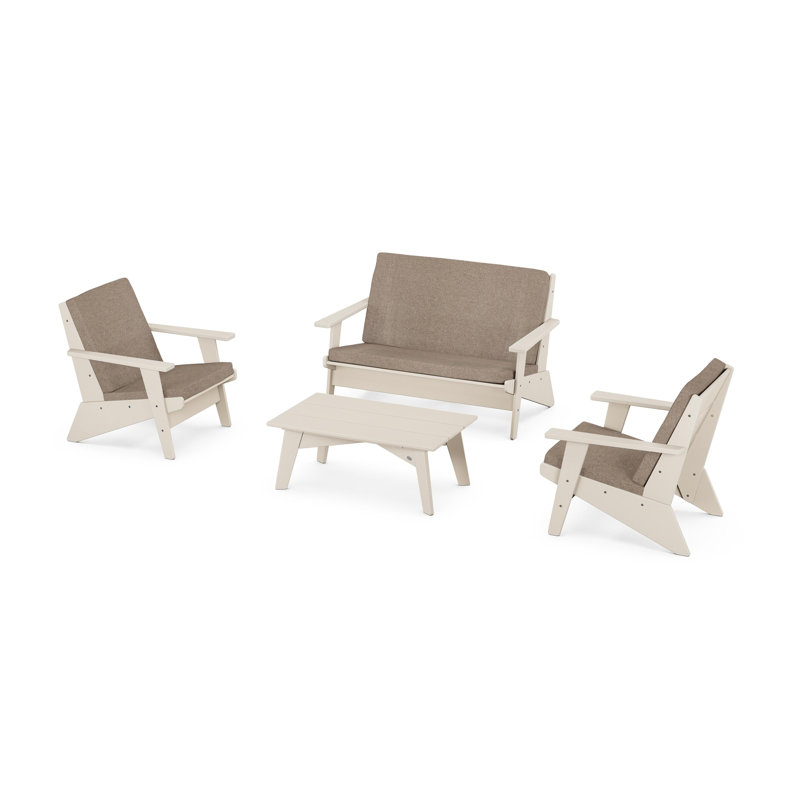 Riviera Modern Lounge 4-Piece Set, Spiced Burlap, Sand